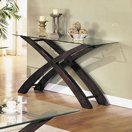 Contemporary Sofa Table W/ Glass Top